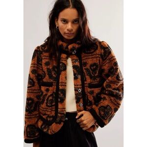 Antik Batik Romy Printed Fleece Jacket Brown Black Medium